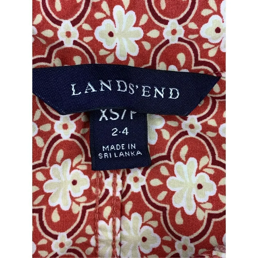 Lands' End Womens long sleeve red/tan button up blouse, size X-Small Petite - Picture 5 of 6